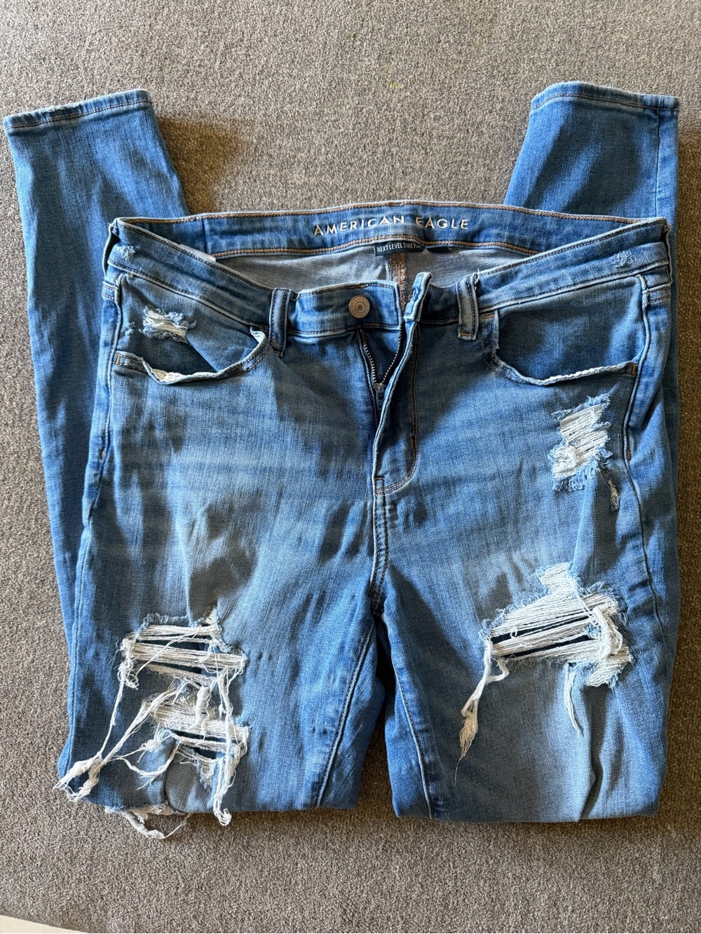 American Eagle Outfitters Women's Ripped Skinny Jeans - Blue Wash